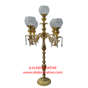 Centre de table de mariage Candélabres faits à la main en métal blanc enduit de poudre Candélabres décoratifs design vintage pour la maison de Noël - Product Image 2