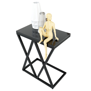XConcept Contemporary Design Side <b>Table</b> Rubber Wood with Iron Frame (SST008) - Product Image 1