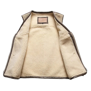 Chaleco de Motocicleta de Cuero para Hombre, Talla Grande, Transpirable, Impermeable, de Manga Larga, Chaleco de Cuero Vacuno de Alta Calidad Resistente al Viento - Product Image 2