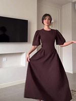 Nouvelle collection printemps 2025, robe élégante et stylée pour femmes, col rond, manches courtes et jupe ample