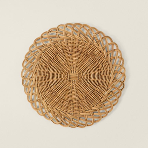Eco-friendly <b>Rattan</b> Scalloped Placemats <b>Rattan</b> Placemat <b>Round</b> Wicker Woven Placemat for <b>Table</b> Decor - Product Image 1