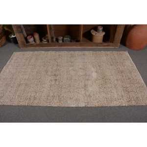 พรมปูพื้นสไตล์ตุรกีโบราณสีเบจแบบเรียบง่ายงานเย็บปะทำด้วยมือขนาด3.5 x 6.6ft ขนแกะขนเฟอร์ขนเฟอร์ทรงสี่เหลี่ยมผืนผ้าพรมสำหรับห้องยางพาราดีไซน์โถงทางเดิน - Product Image 4
