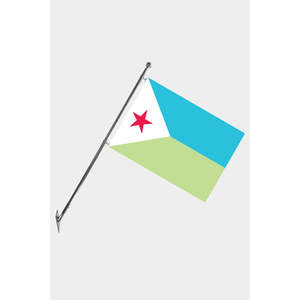 DJIBOUTI Wall-Mounted Telescopic Flagpole <b>Set</b> with Polyester Banners Digital Printing Techniques for Graphics - Product Image 1