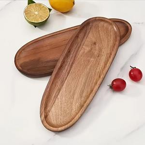 Offre spéciale Assiettes en bois naturel fabriquées à la main Assiettes en bois massif Ensembles de vaisselle pour la maison et le restaurant - Product Image 6