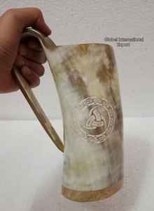 Tasse à boire en céramique de corne de buffle sculptée à la main de grande capacité corne naturelle pour les bars et les pubs à la maison - Product Image 2