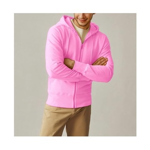 Meilleure vente Service OEM hommes 100% coton à manches longues épaule pente cou bande couleur unie confortable fermeture éclair à capuche Bangladesh - Product Image 3