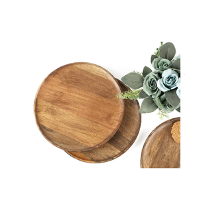 Assiette chargeur en bois de 11 pouces plat alimentaire fruits servant assiette chargeur rond acacia assiette alimentaire en bois massif plateau alimentaire - Product Image 1