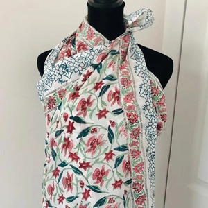 Digital Print Solid Cotton Long Breathable Sarong Pareo | Scarf Neck Head <b>Wrap</b> <b>Beach</b> Wedding Gift for Women - Product Image 2