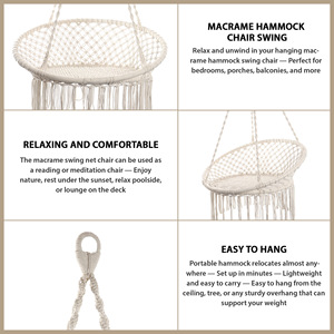 Ghế đu mây thủ công dùng được trong nhà và ngoài trời, làm từ cotton tự nhiên, có thể thiết kế theo yêu cầu. - Product Image 3