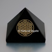 Achat en ligne Chakra Collé Cristal Générateur Tour Sculpté Agate Pierre De Lune Pyramide Sculpture Fleur Vie Symbole Gravé Amour