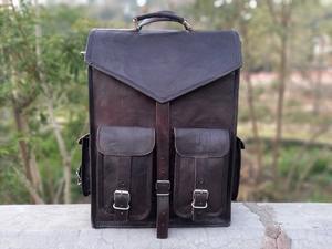Large Men's Leather Backpack Handmade Genuine Leather Rucksack with Laptop Pocket Stylish <b>Messenger</b> <b>Bag</b> Travel Gift for Him - Product Image 4