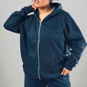 Sweats à capuche à épaules tombantes pour femmes Custom Women's Full Zip Up Hoodie Cotton Breathable Oversized Loose Fit Women's Hoodies All Size - Product Image 1