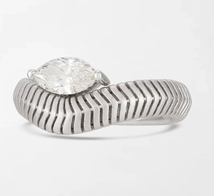 Whimsical Marquise Wave <b>Ring</b> With 1 Marquise Cut Lab Grown Diamond 0.54 Carat EF-VVS In 14K White Gold Everyday <b>Stacking</b> Gift - Product Image 2