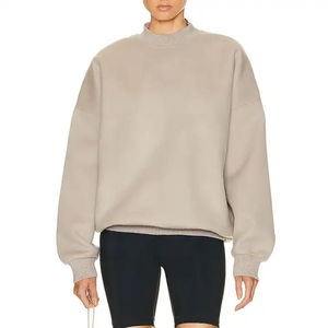 Sudadera de Cuello Alto para Mujer, Personalizada OEM, de Invierno, con Logotipo Frontal, de Felpa Gruesa, Lisa y Holgada - Product Image 1