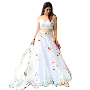 El último diseñador Pure Organza Silk Hand Work Impreso Lehenga Choli por Fab Zone - Product Image 1