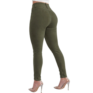 Women's Olive Green High Waist Skinny <b>Denim</b> Jeans Enzyme Wash <b>Stretch</b> Spandex/Cotton Breathable Quick Dry Casual Full Length - Product Image 6
