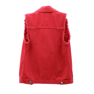 Servicio OEM, Chalecos Cortos Casuales Ajustados para Mujer, con Botones, Transpirables, de Algodón, Tallas Grandes, Mezclilla Lavada, Ecológicos, Marca Personalizada - Product Image 4