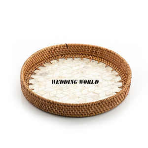 <b>Table</b> Decoration <b>Round</b> Shape Rattan Serving <b>Tray</b> Premium Quality Handmade Designer Platter Set Of Three Wholesale Rattan <b>Tray</b> - Product Image 6