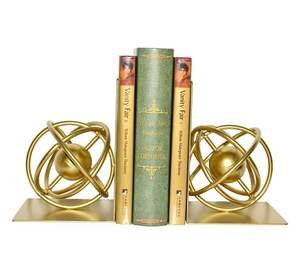 Sujetalibros de hierro y metal dorado elegante, tapón de libro resistente con diseño decorativo para estantes de oficina o sujetalibros - Product Image 6