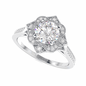 แหวนหมั้นเพชรทรงกลมลายดอกไม้สำหรับผู้หญิง1.50CT - Product Image 5