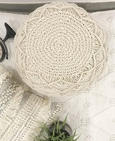 Pouf ottoman moderne en macramé style ferme - Grand repose-pieds en coton multicolore 16x18 pouces pour appartement, salon, chambre, maison