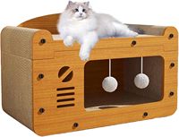 Planche à gratter pour chat en carton et bois |   Tour d'escalade pour chat d'intérieur de luxe à 4 niveaux |   Tapis de jeu durable et écologique pour chat
