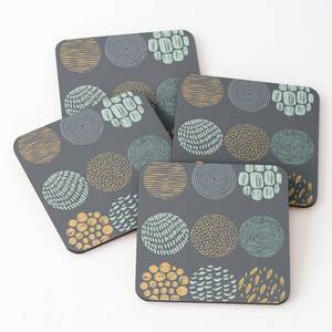 Wood Coaters Multi Color with Printed Tea Cup Serving Coasters 4 Pieces Set Hot Selling Home and Kitchen Kitchen Supplies - Product Image 2