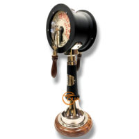 Télégraphe de commande de moteur de navire noir antique de 18 pouces avec base en bois poli