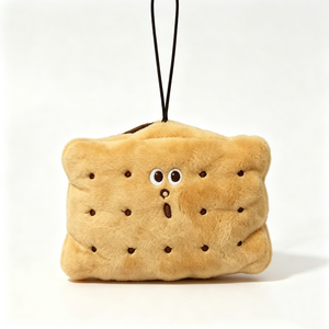 Pochette en peluche personnalisée en forme de biscuit, sac en peluche mignon en forme de nourriture, porte-monnaie en peluche, portefeuille en peluche en forme de biscuit qui cligne, rembourré en coton PP - Product Image 2