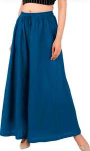 Pantalon en rayonne de viscose bleue pour femme respirant et décontracté avec fermeture élastique taille moyenne techniques teintes unies pour l'été - Product Image 3