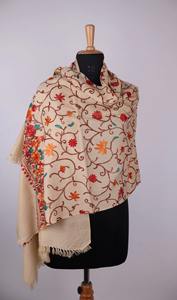 Kashmiri <b>Shawl</b> Soft Polyester Solid Pashmina Wool Embroidered Handcrafted Breathable <b>Wrap</b> Women Winter Ethnic Wear Elegant - Product Image 2