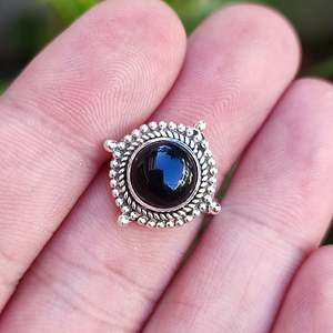Handmade 925 Sterling Silver <b>Boho</b> <b>Ring</b> for Women Natural Black Onyx & Black Gemstone Cut Agate Stone Black Onyx Silver <b>Ring</b> - Product Image 5