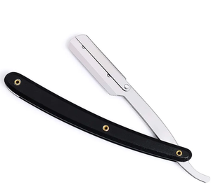 Maquinillas de afeitar de peluquero con mango de madera con gancho para el dedo, afeitadoras de hoja intercambiable única para hombres - Product Image 6