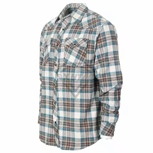 Chemise classique à carreaux en flanelle pour homme Chemises décontractées en coton à manches longues avec boutons et 2 poches poitrine Chemise en flanelle réglable - Product Image 3