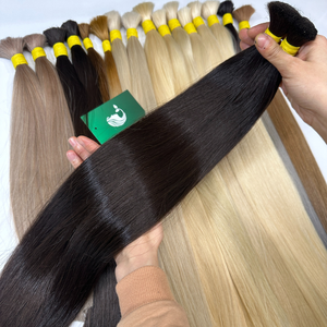 Extensions de cheveux humains bruts, cheveux indiens vierges bruts, en vrac, non traités, naturels, soyeux, lisses, en vrac - Product Image 1