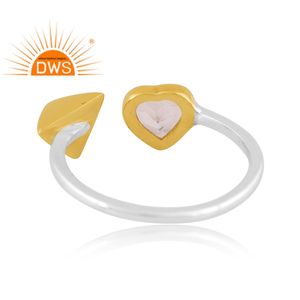 Dernières tendances en argent sterling fin cristal naturel Quartz pierres précieuses bague réglable fabricant de bijoux personnalisés - Product Image 4