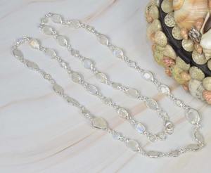 Arc-en-ciel Moonstone 925 Sterling Silver Gemstone Chain Pendentif Chaîne Poire Forme Juin Mois Birthstone Cadeau Pour Noël - Product Image 4