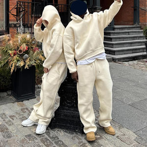 Streetwear chaud d'hiver en molleton de coton imprimé en gros personnalisé surdimensionné avec fermeture à glissière bidirectionnelle pour hommes - Product Image 5