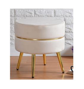 Taburete pufy con soporte de mtal de diseño antiguo con el mejor soporte de base dorada de terciopelo de gran calidad utilizado en el hotel de salón de casa a bajo precio - Product Image 2