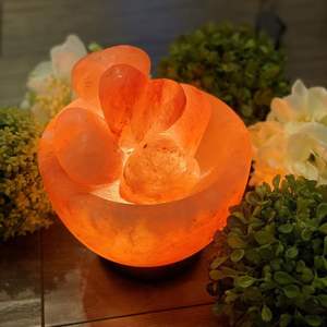 Sculpté à la main Himalaya Rose Rock Salt Bowl Lampe Naturel Home Office Decor Export Qualité Artisanat du Pakistan - Product Image 4