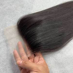 Real 100% Raw Unprocessed Human Hair Top Quality Cheap Price Fast Delivery Straight Texture Closure Lace with Customize Size - Product Image 1