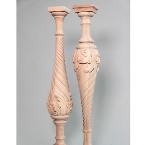 Natural <strong>wood</strong> candle holders with <strong>carved</strong> tribal texture round base tall handcrafted <strong>pillar</strong> stands rustic vintage home centerpiece