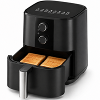 Friteuse à air mécanique Alpha 5L 8L 10L 12L avec bouton rotatif, 1200W, température réglable, minuterie, sans huile, pour la cuisine familiale