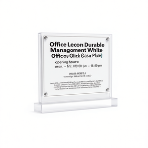 Décoration de bureau, panneau en verre acrylique transparent blanc durable, 149 x 105,5 mm, plaque de lettrage remplaçable - Product Image 2
