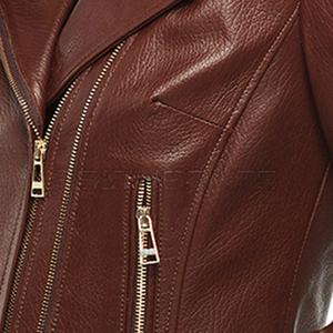 Veste en peau d'agneau à manches longues pour femmes de haute qualité nouvelle mode col rabattu en cuir véritable Denim OEM coton pour le printemps automne - Product Image 5