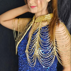 Élégant Burlesque Cape Festival Outfit Perlé Brins Perles Broderie Belle Silhouette Droite Naturel Club Dressing - Product Image 1