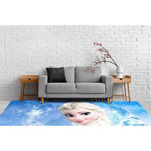 Alfombra Infantil Elsa para Habitación de Niña, Alfombra de Chenilla Azul con Estampado 3D, Alfombra de Lana con Diseño de Patchwork, Respaldo de Látex Ecológico - Product Image 3