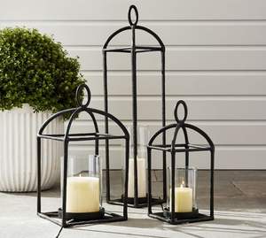 Decorative <b>Large</b> Iron <b>Candle</b> <b>Lantern</b> With Antique Finish For Rustic Country Homes And Outdoor Garden Lighting Spaces - Product Image 2