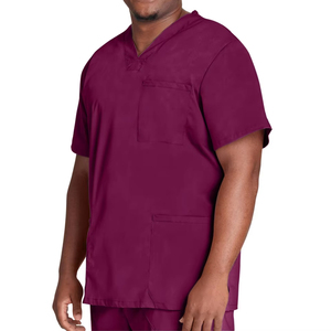 Ensemble d'uniformes pour hommes, col en V, manches courtes, taille haute, nouveau style de blouses d'hôpital en coton doux biologique - Product Image 3