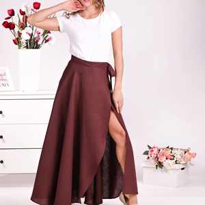 กระโปรงยาวของผู้หญิงกระโปรงจีบยาวกระโปรงเอวสูงวินเทจแฟชั่นใหม่2025ฤดูใบไม้ร่วงหรูหรา - Product Image 1
